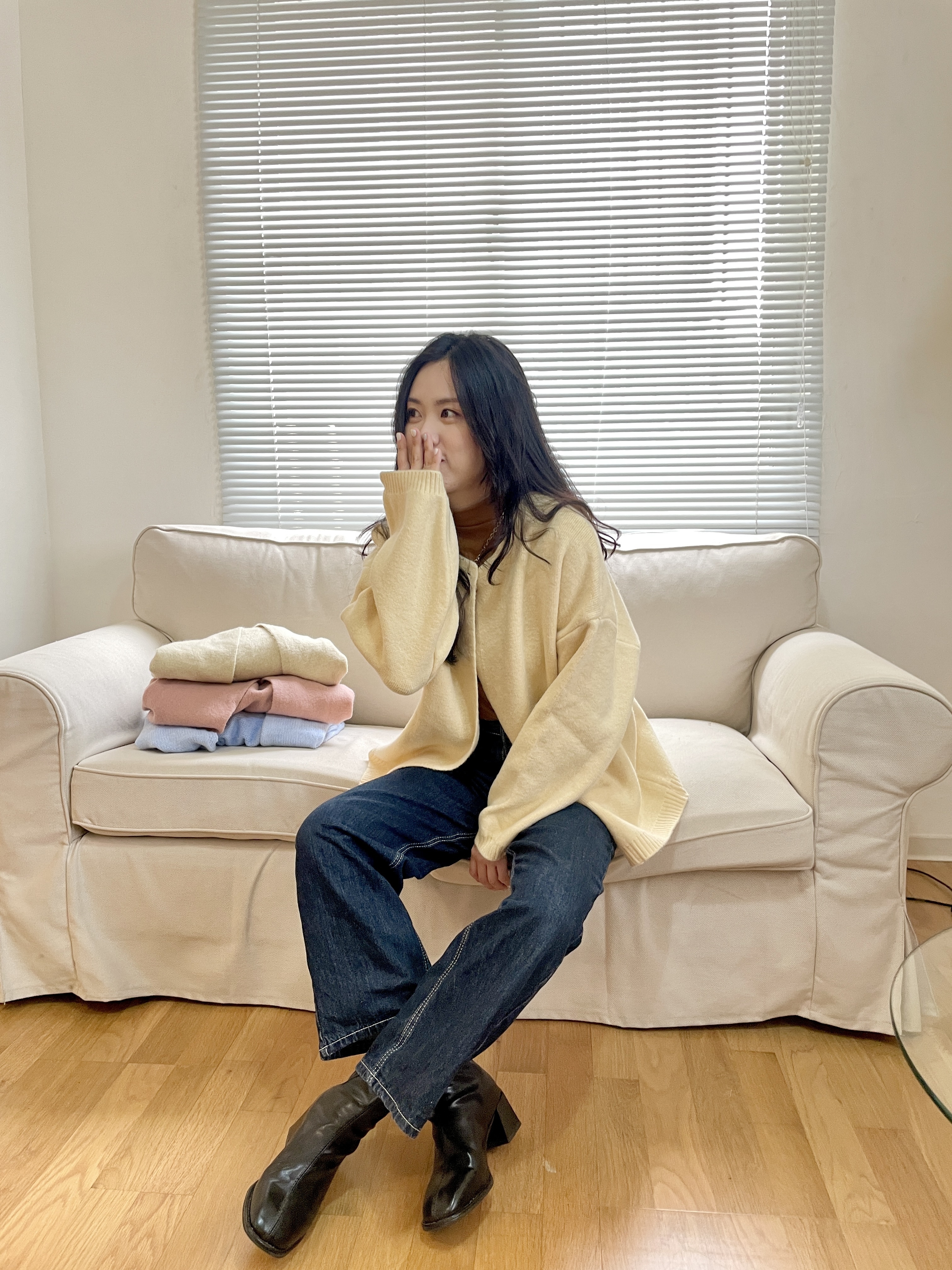 暖糯糯單釦毛衣