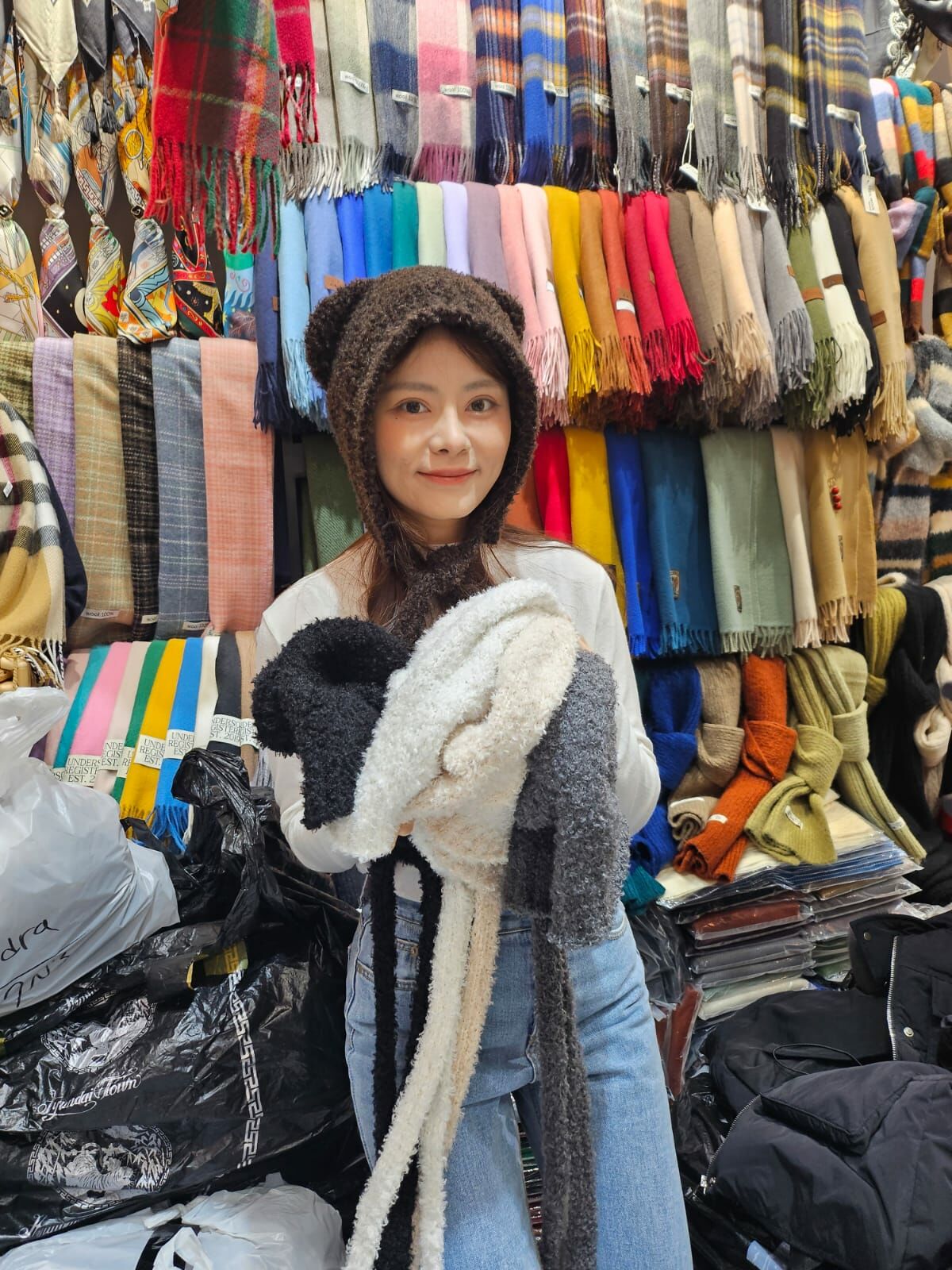 N801 熊仔耳朵綁帶毛絨帽