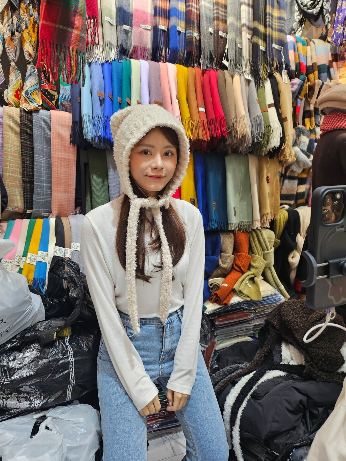 N801 熊仔耳朵綁帶毛絨帽