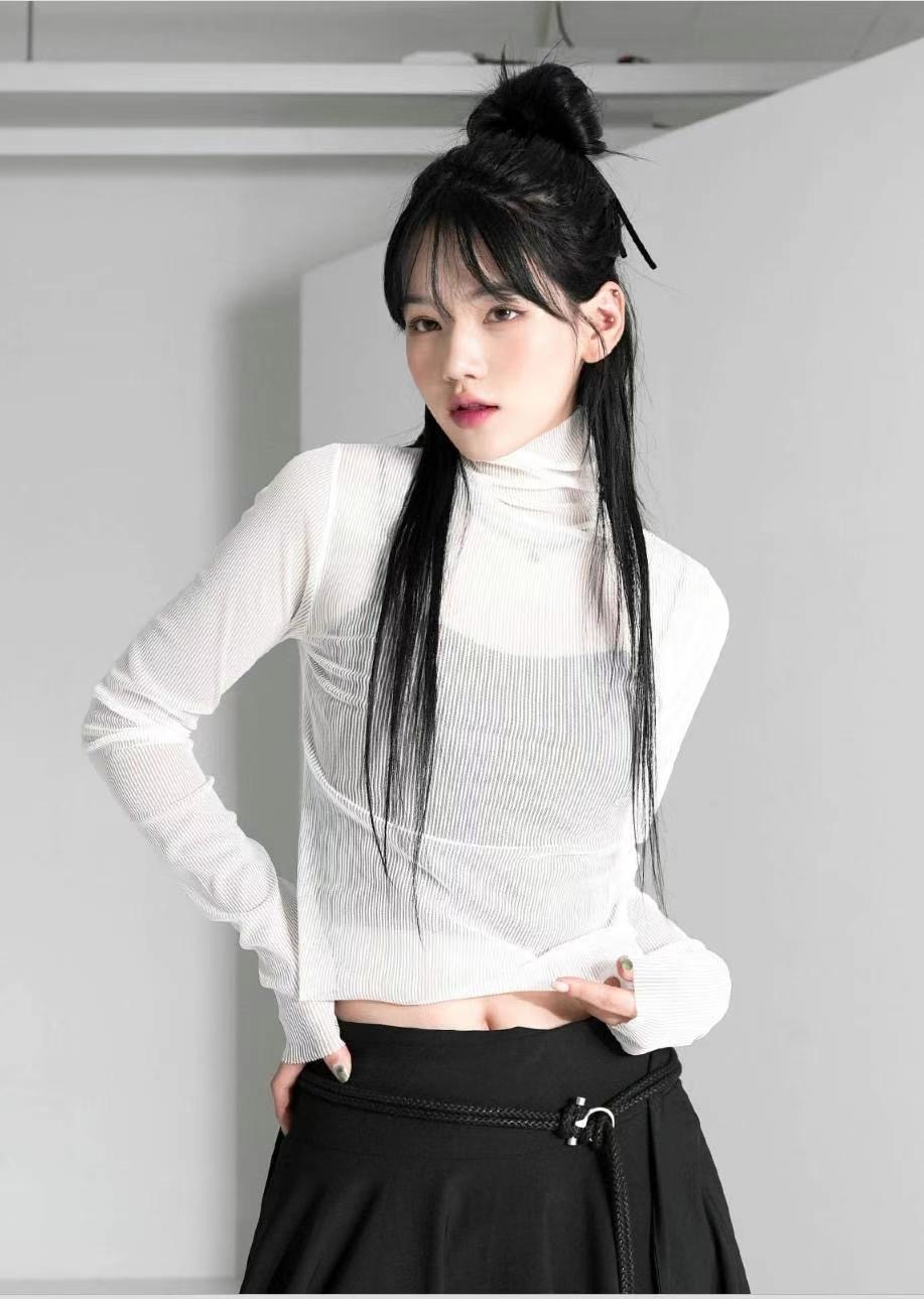透明小性感高領上衣