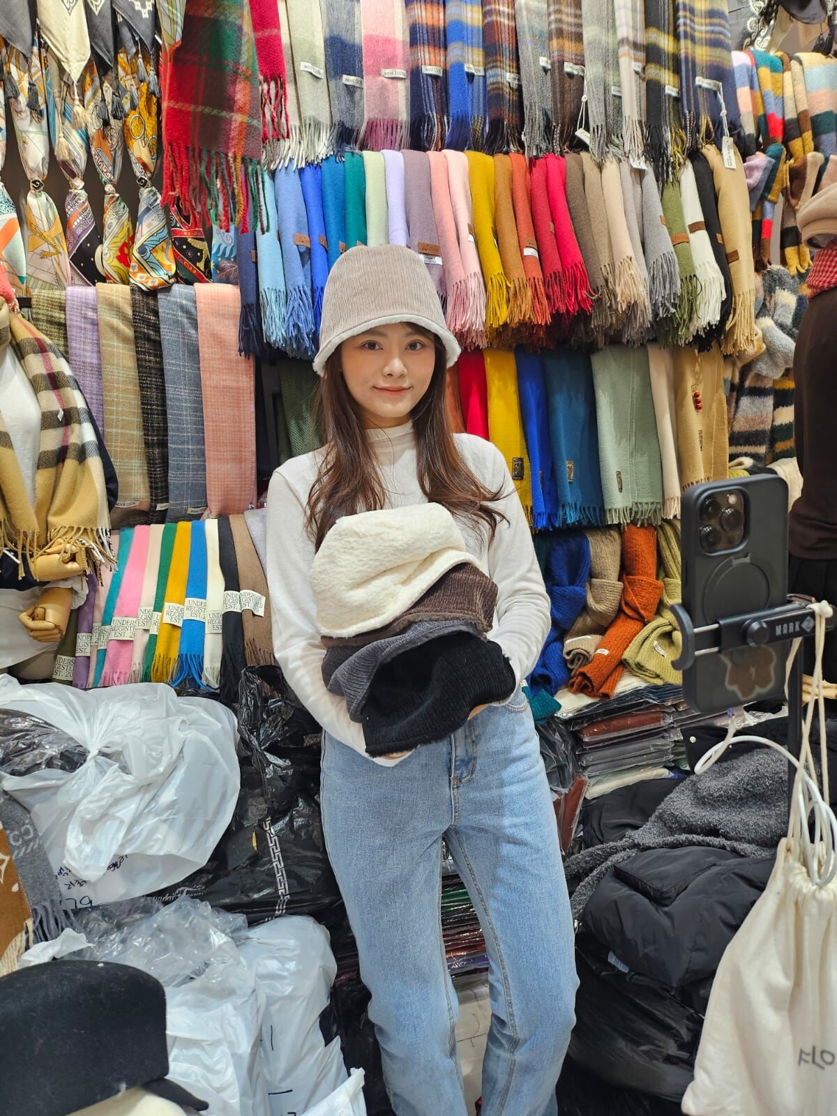 N849 麻花織紋毛毛雙面盆帽