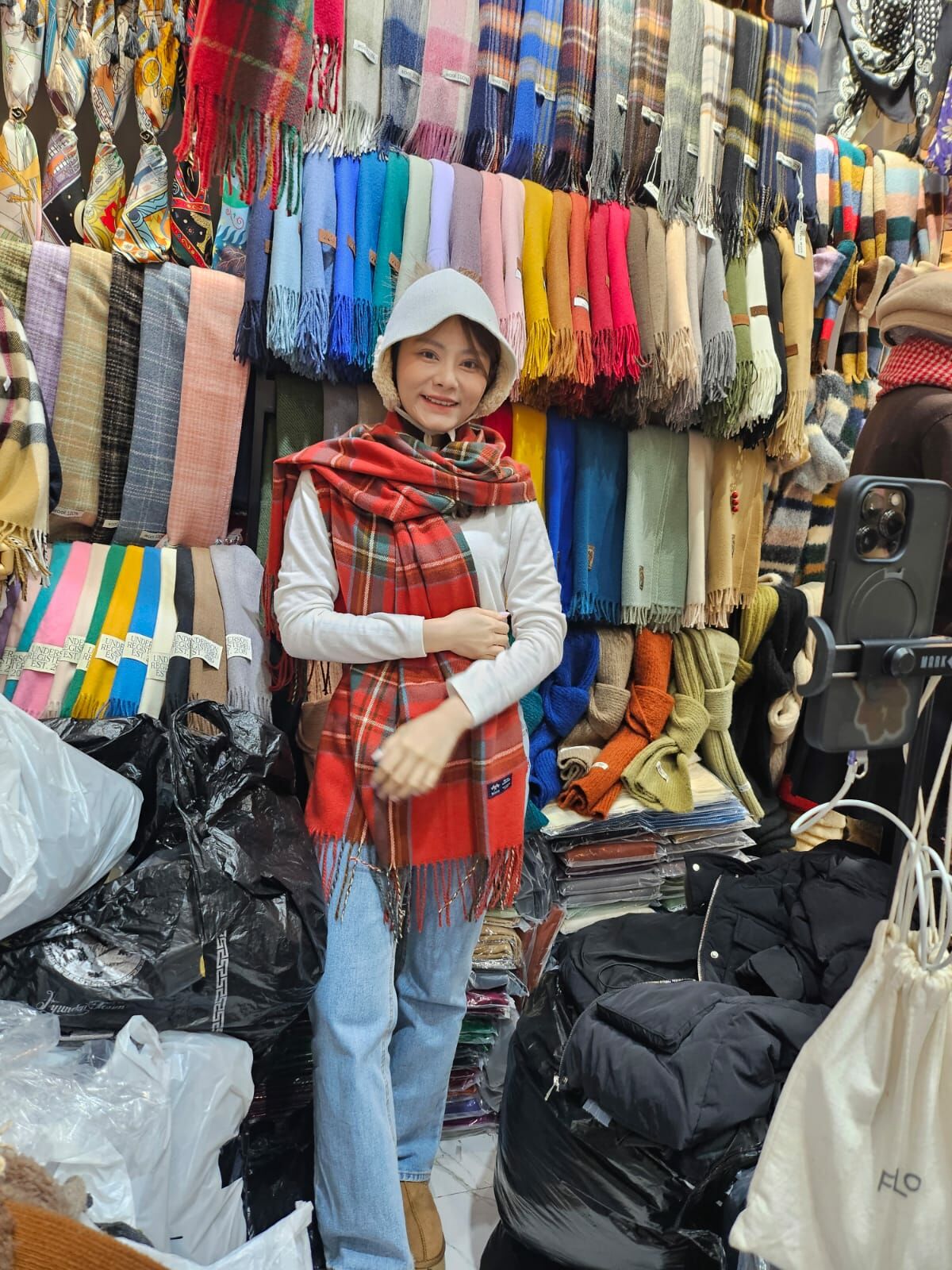 N806 重點色格紋頸巾