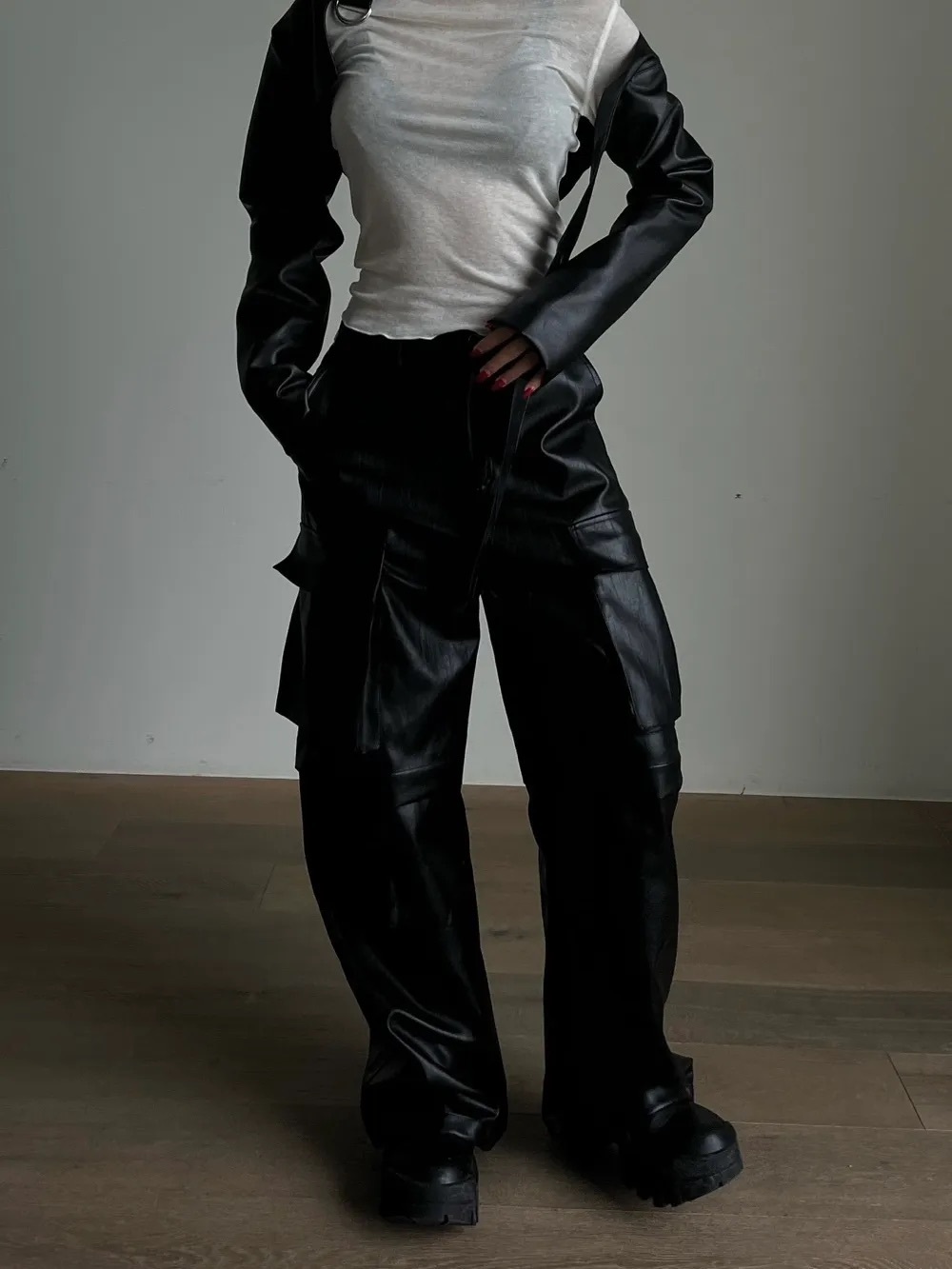 [PROJECT WAVE] LEATHER MULTI-POCKET PANTS