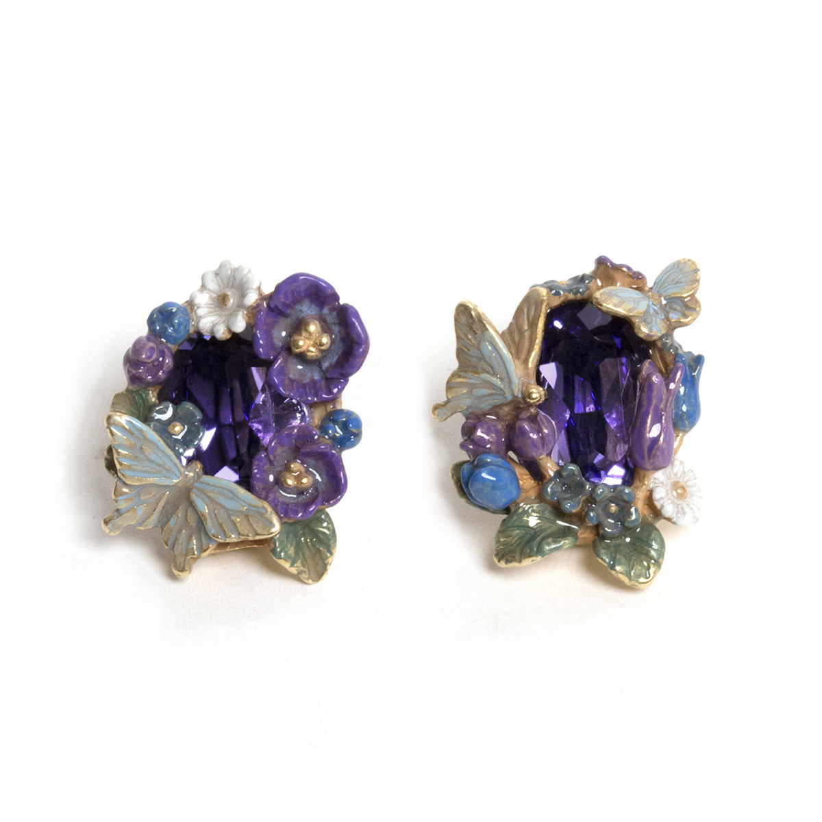 日與夜的花卉耳環