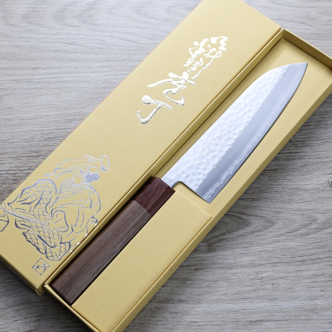增谷訓生 三德刀 170mm VG1鋼 鎚目 和柄