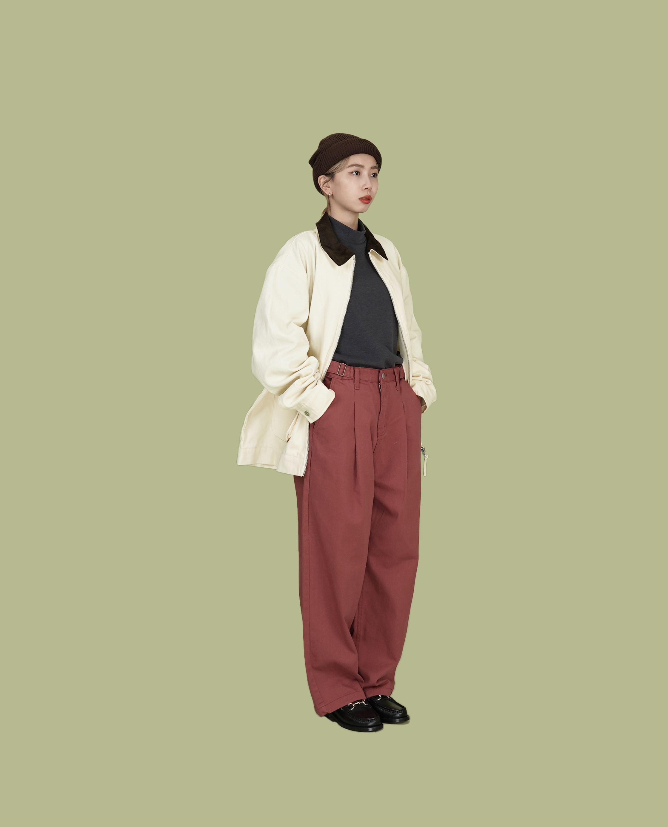 側可調腰前摺丹寧