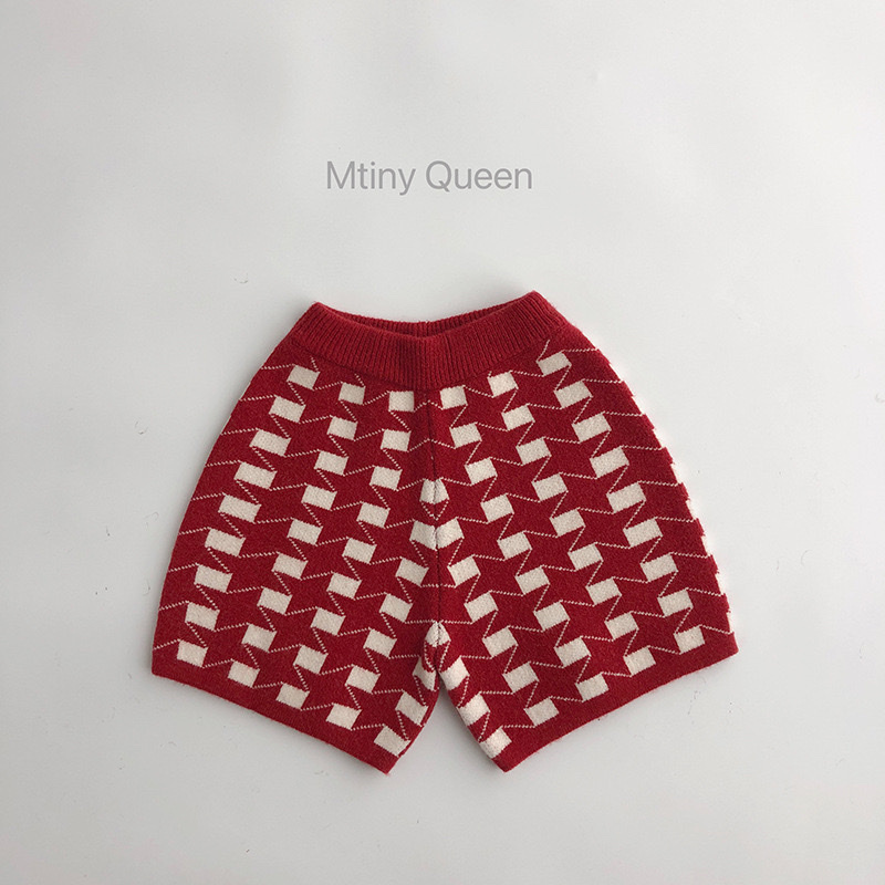 紅棋盤格針織毛衣套裝