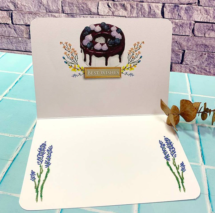 奶油貓 貓與甜點 生日卡片｜針線球