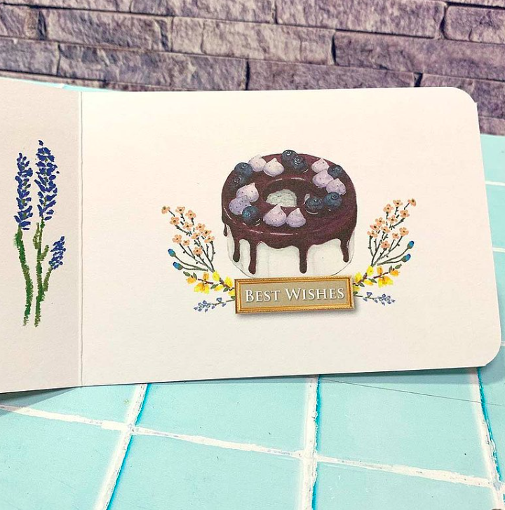 虎斑貓 貓與甜點 生日卡片｜針線球