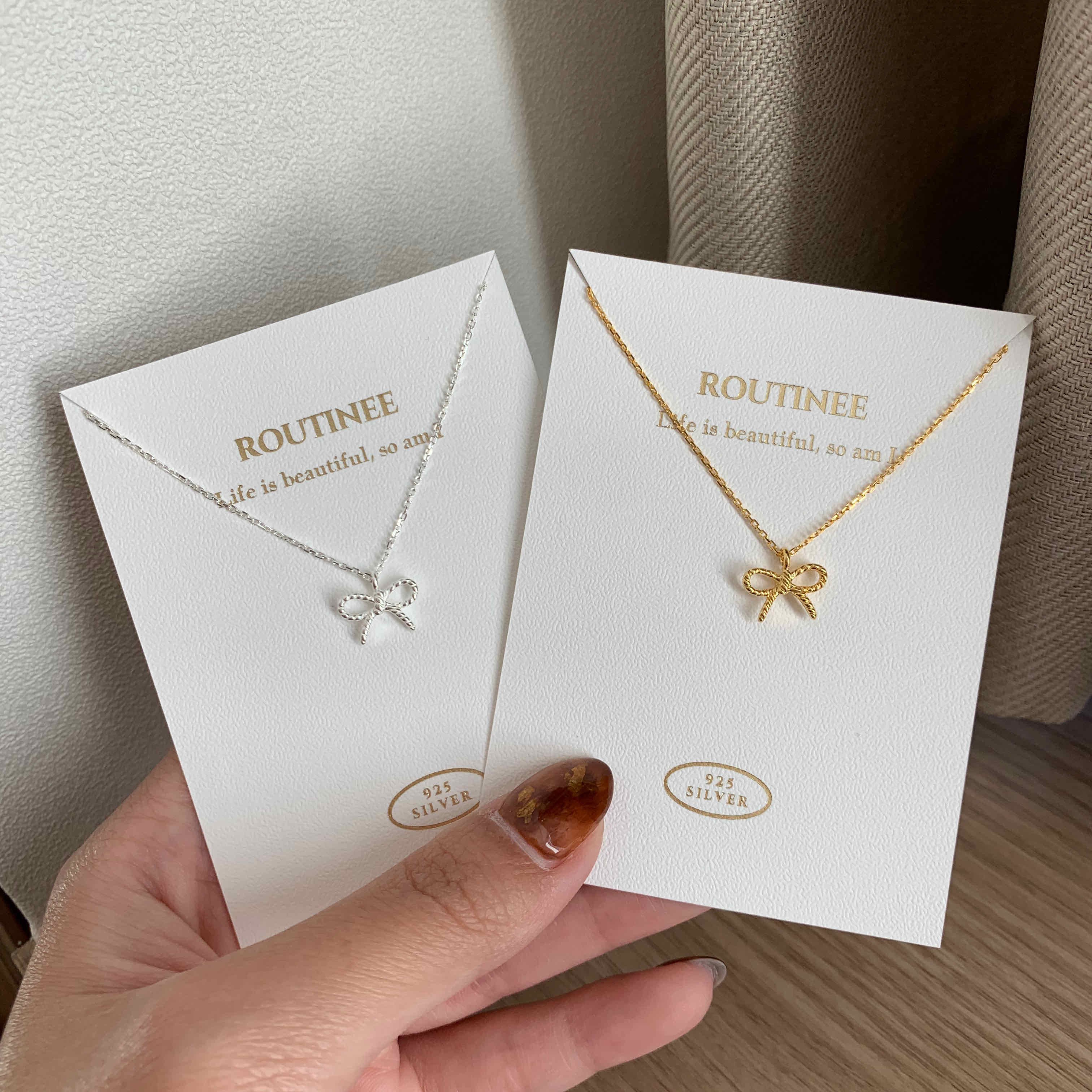 🇰🇷925 silver 麻花蝴蝶結項鍊｜2 color