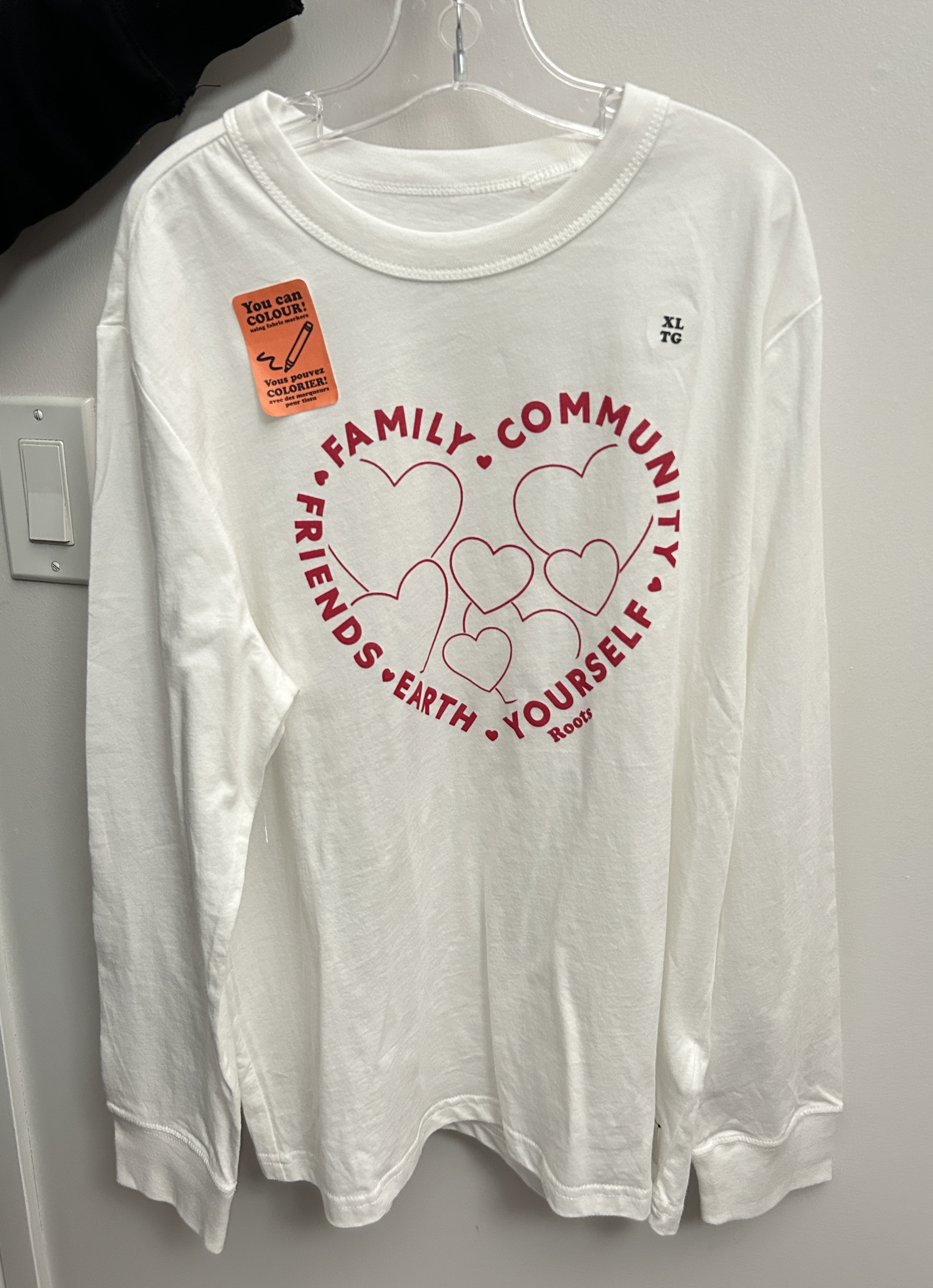 ROOTS 女大童 愛心圖案 長TEE