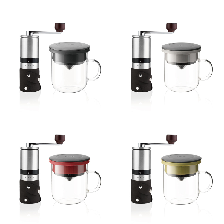 (預購4月底出貨)PO: 丹麥手沖咖啡二件組(不鏽鋼磨芯咖啡磨/玻璃杯350ml-共4色)