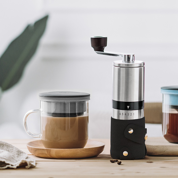 (預購4月底出貨)PO: 丹麥手沖咖啡二件組(不鏽鋼磨芯咖啡磨/玻璃杯350ml-共4色)
