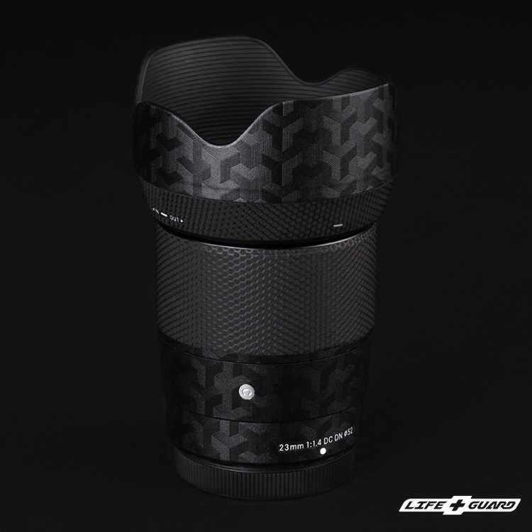 SIGMA 23mm F1.4 貼膜質感特寫，LIFE+GUARD 設計風格