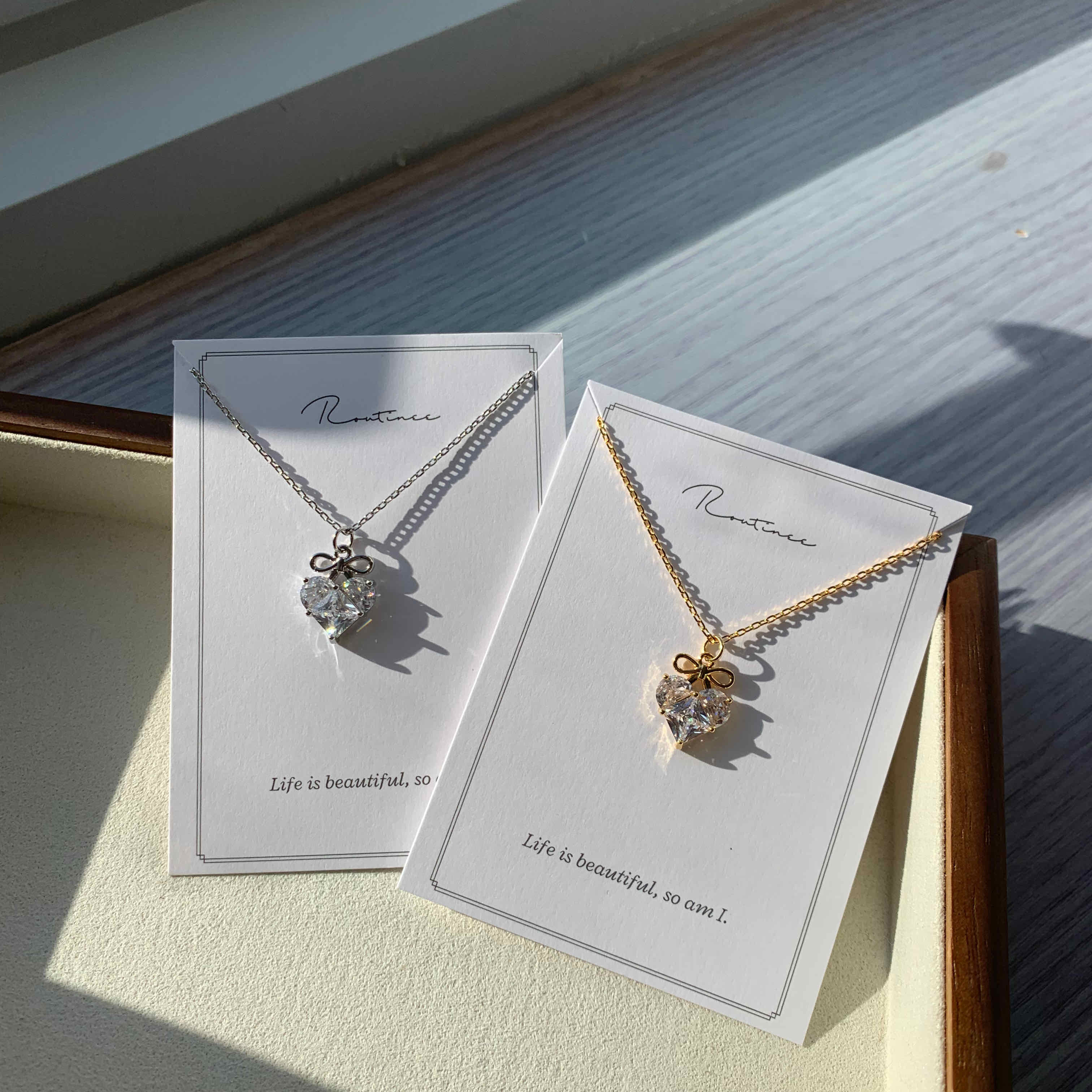 🇰🇷愛心大鑽蝴蝶結項鍊｜2 color