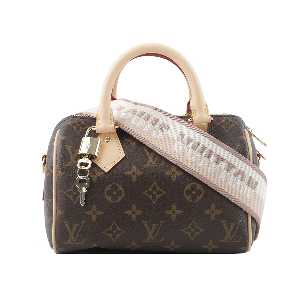 【Louis Vuitton / LV】Monogram Speedy 手提/斜背二用包20cm(米背帶) M46222