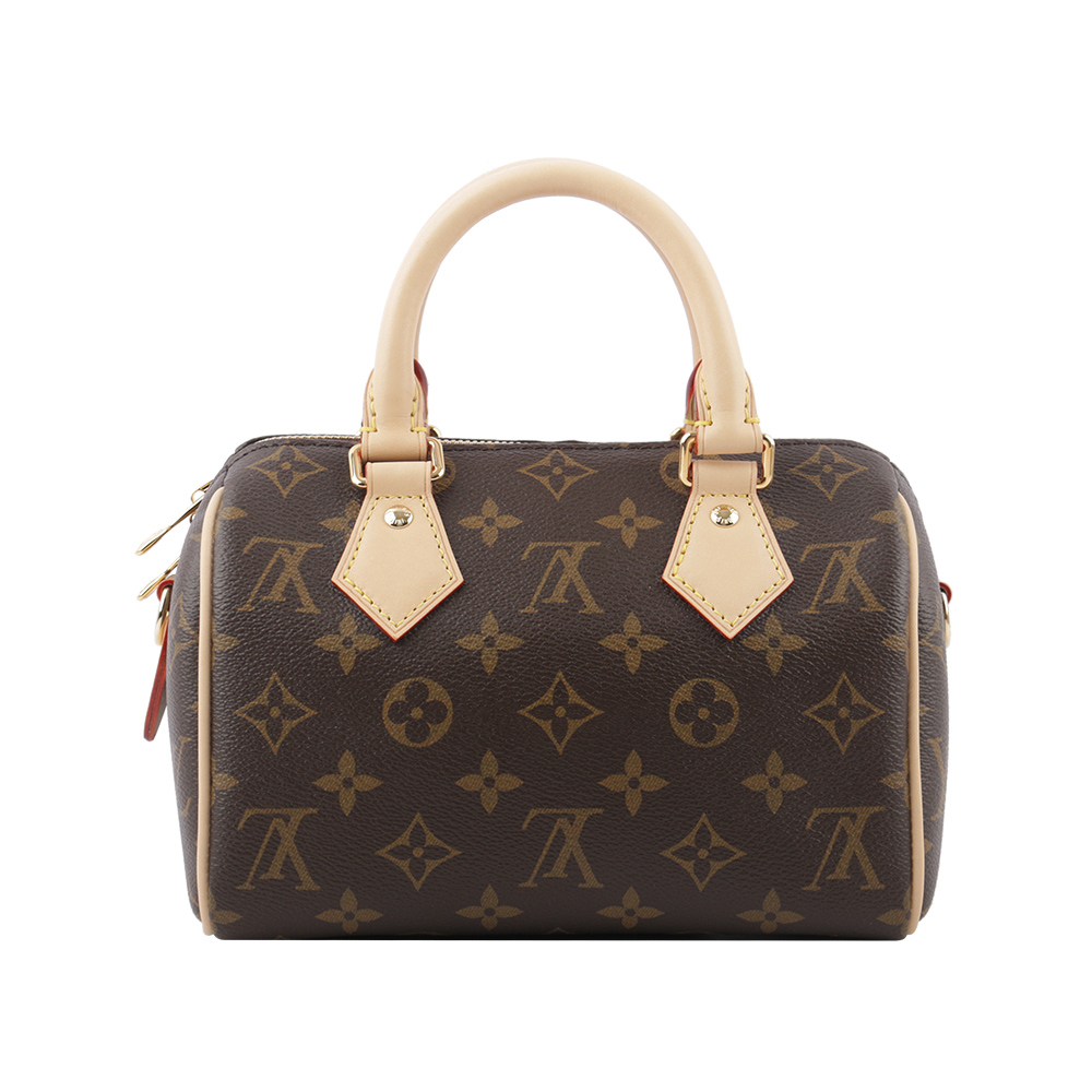 【Louis Vuitton / LV】Monogram Speedy 手提/斜背二用包20cm(米背帶) M46222