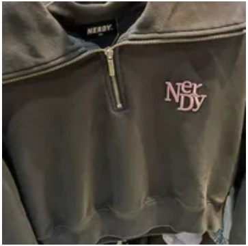 [S] NERDY W'S CROPPED HALF ZIP-UP SWEATSHIRT,CHARCOAL, PNEF23SW112004 (SN368)