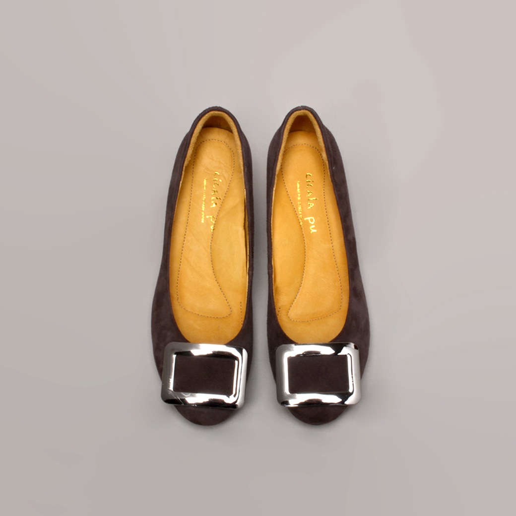 7411-1  栗子 銀釦 低跟鞋