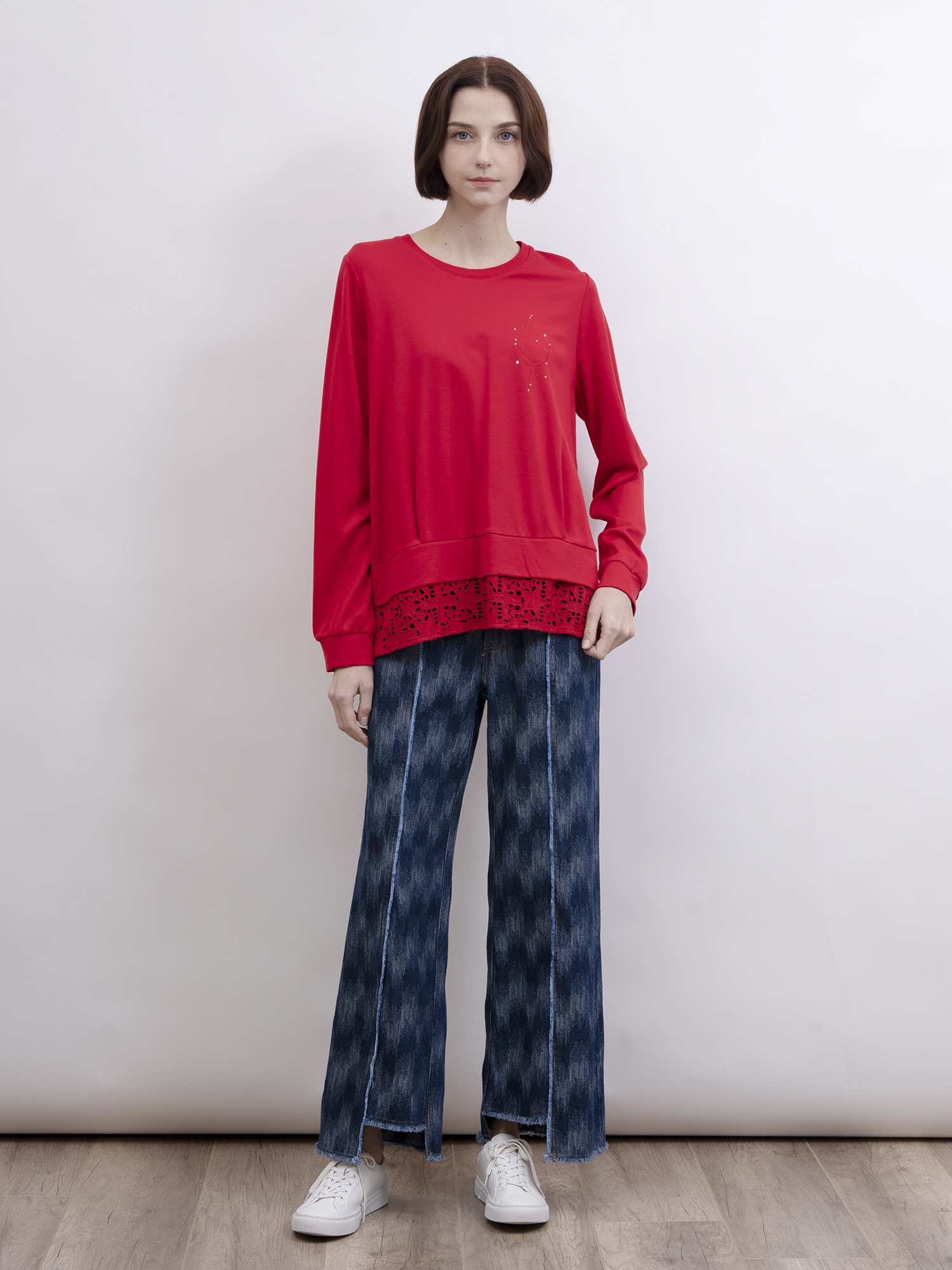 mi-tu 通花下襬圓領衛衣