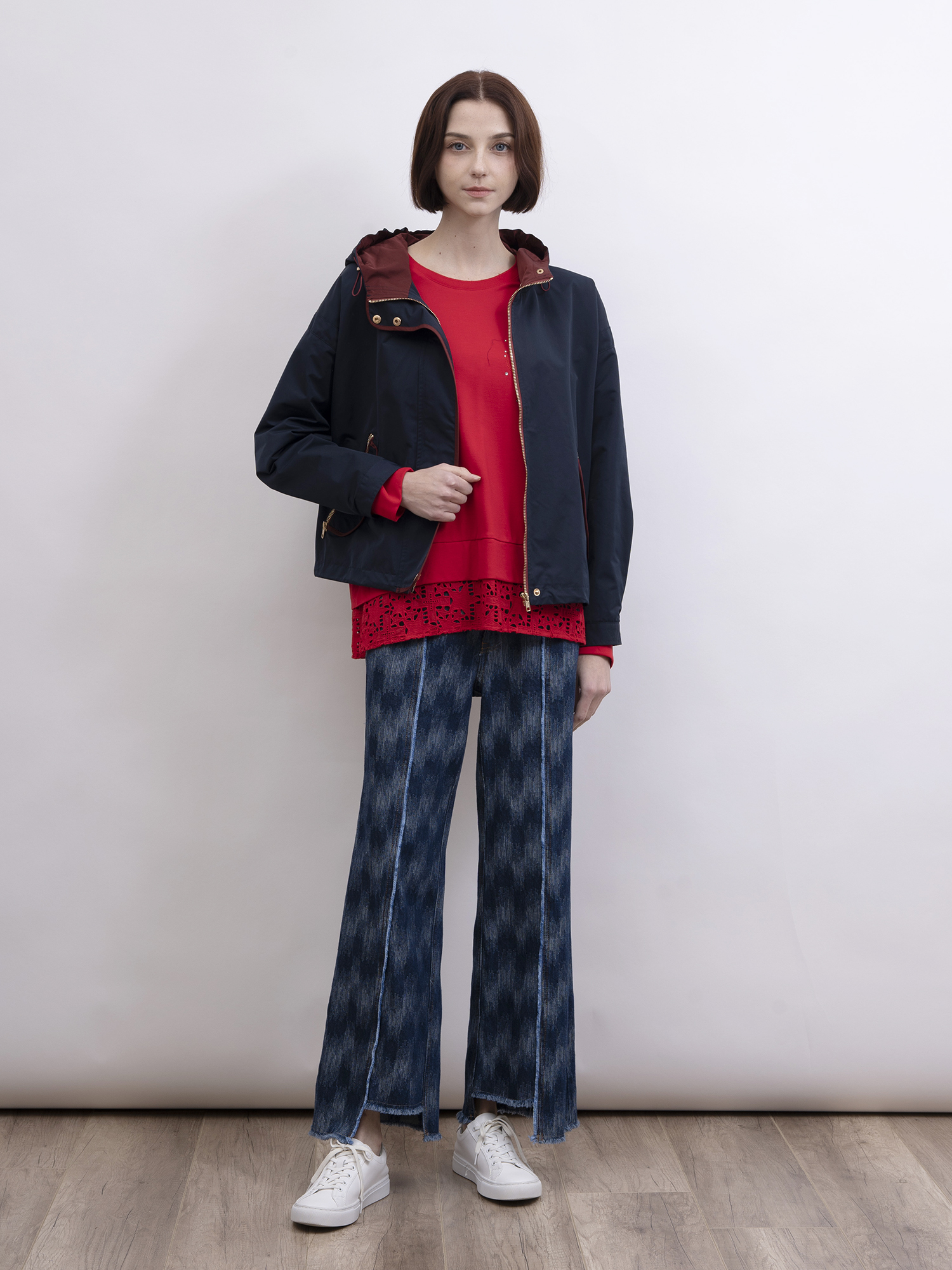 mi-tu 通花下襬圓領衛衣