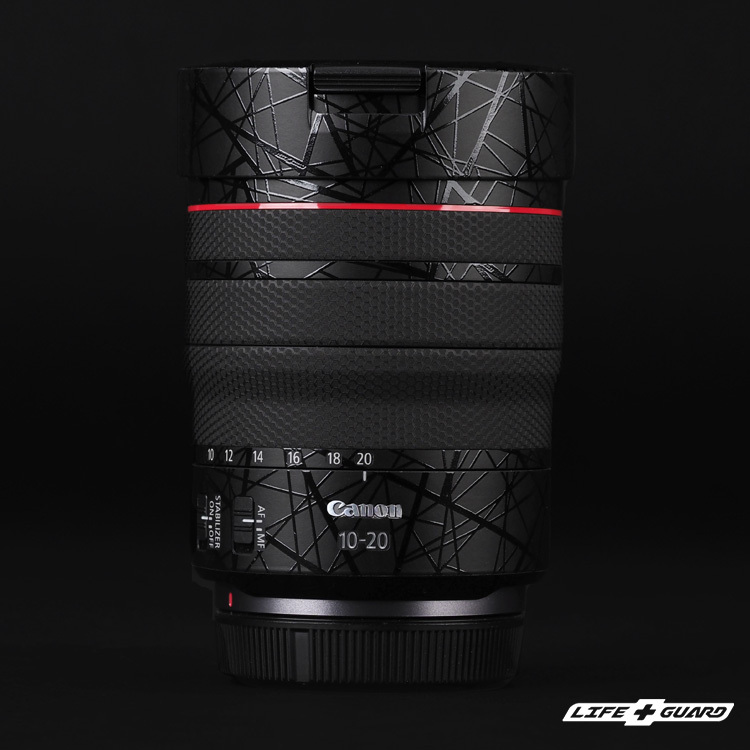 LIFE+GUARD 鏡頭貼膜安裝示意，適用 Canon RF 10-20mm F4 L IS STM