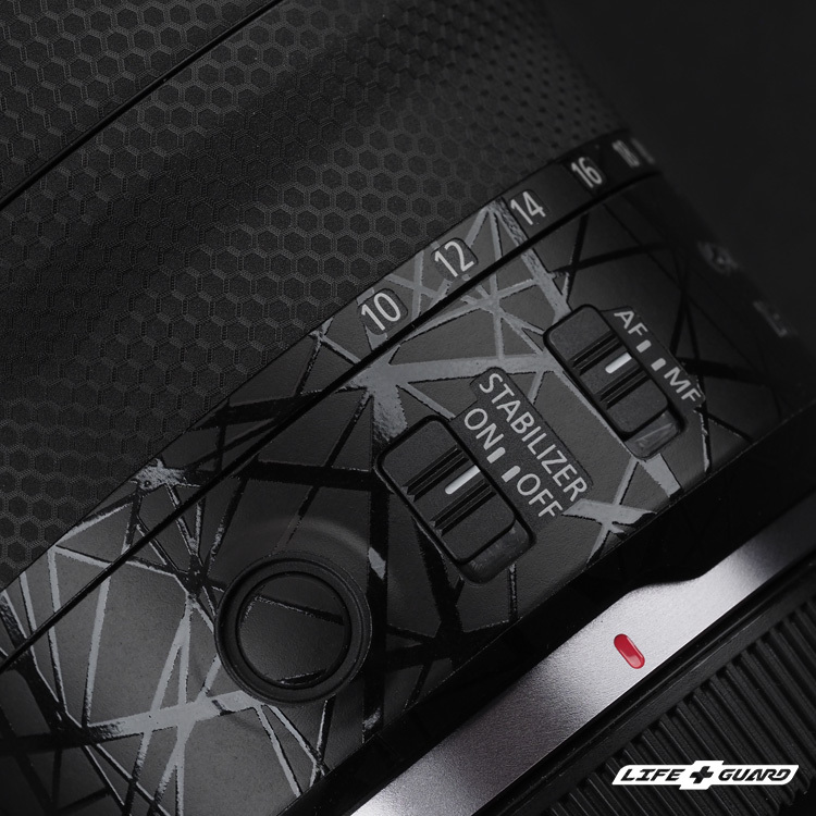 LIFE+GUARD 鏡頭貼膜安裝示意，適用 Canon RF 10-20mm F4 L IS STM