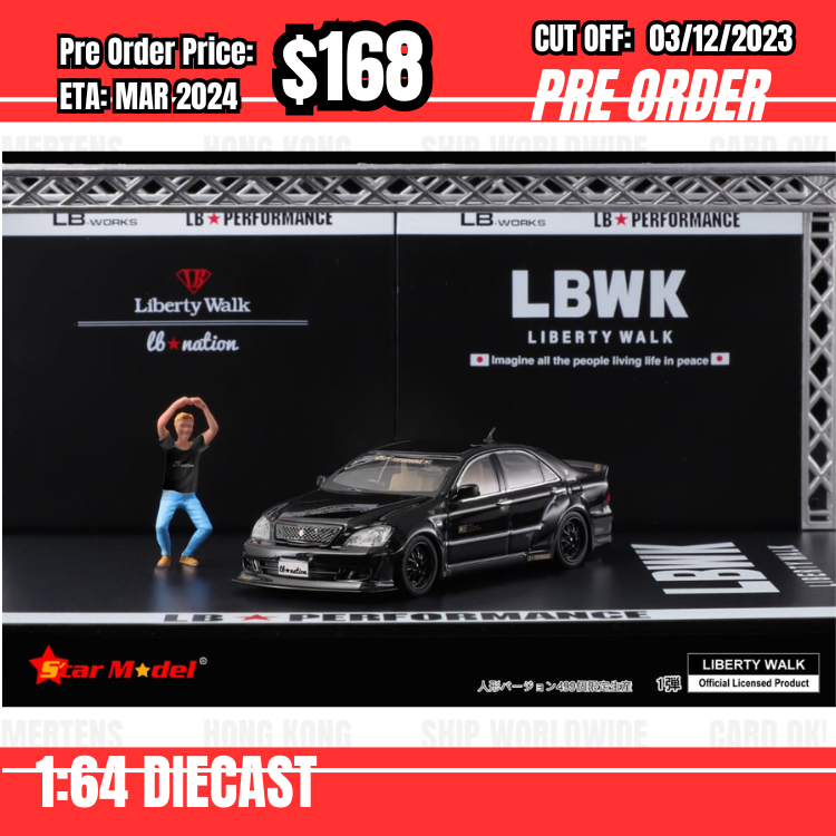 PO-$168 * Star Model * 1:64 Toyota Crown LBWK Presentation Black w/figure [OD01/12]