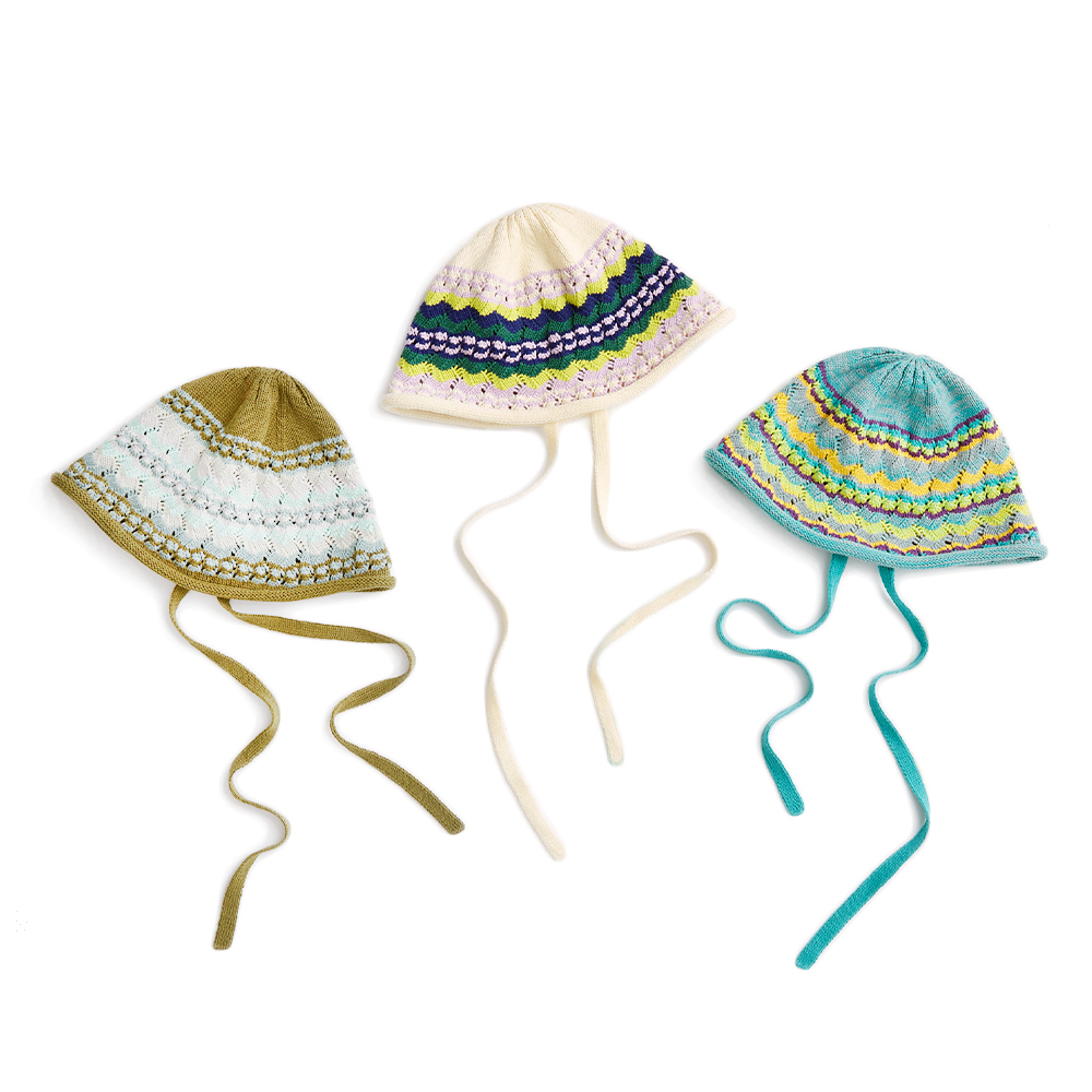 Tropical Flower Curly-Hem Bucket Hat with Straps