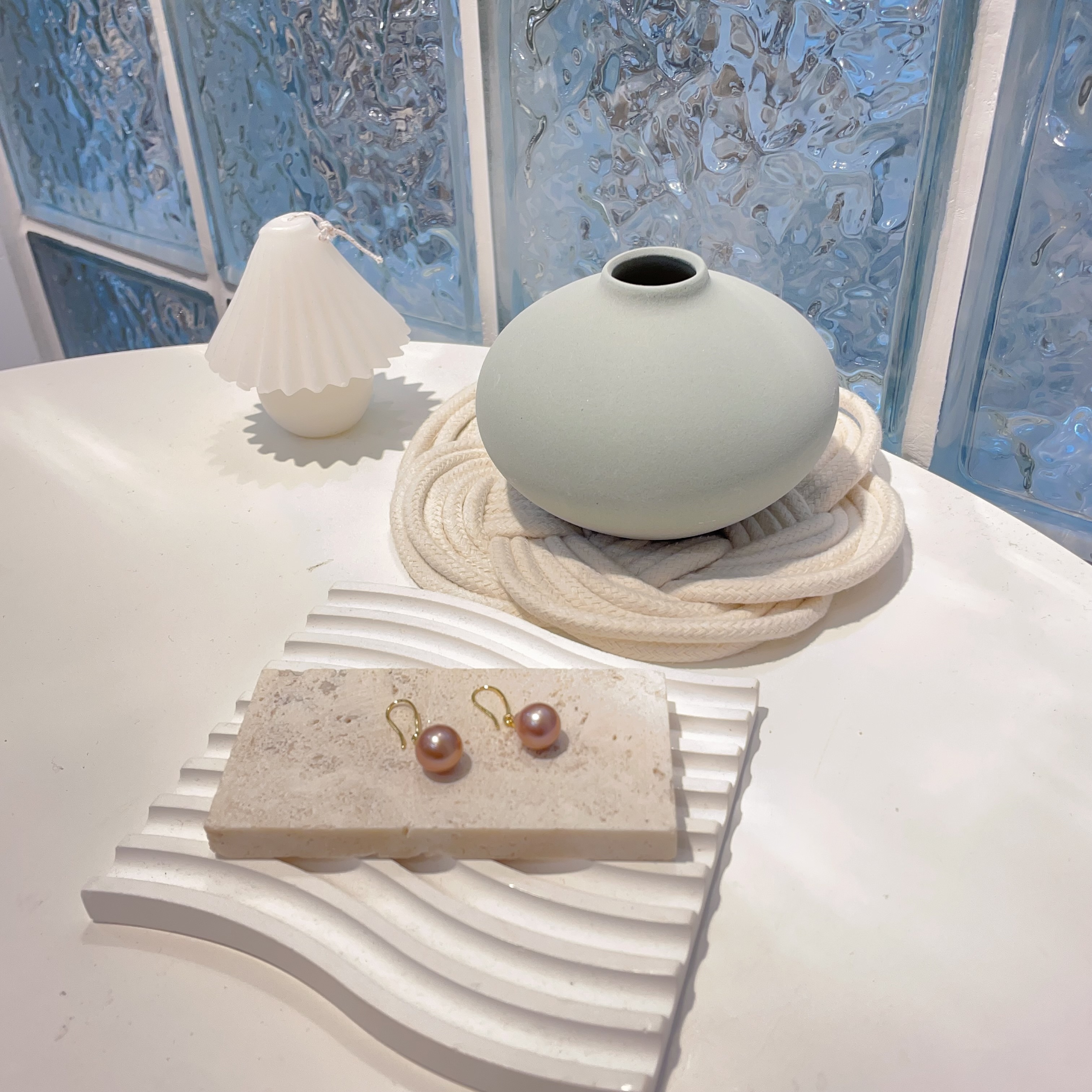 香檳紫珍珠耳環