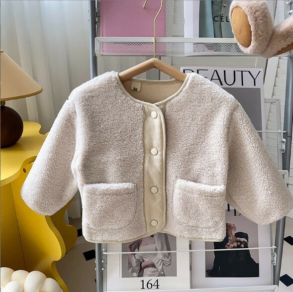 R59BE_A12_C: 韓風杏色羊羔毛外套(pre-order)