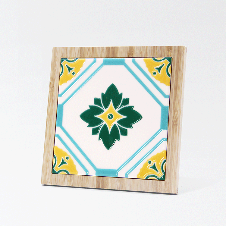 臺灣花磚竹鍋墊｜財富花磚