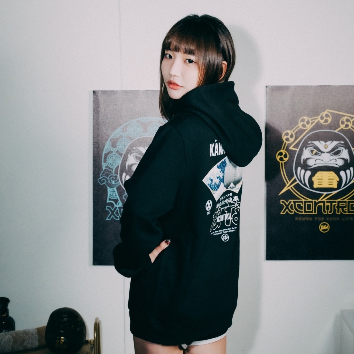 XCTRL 七週年神奈川沖浪裏帽T-黑