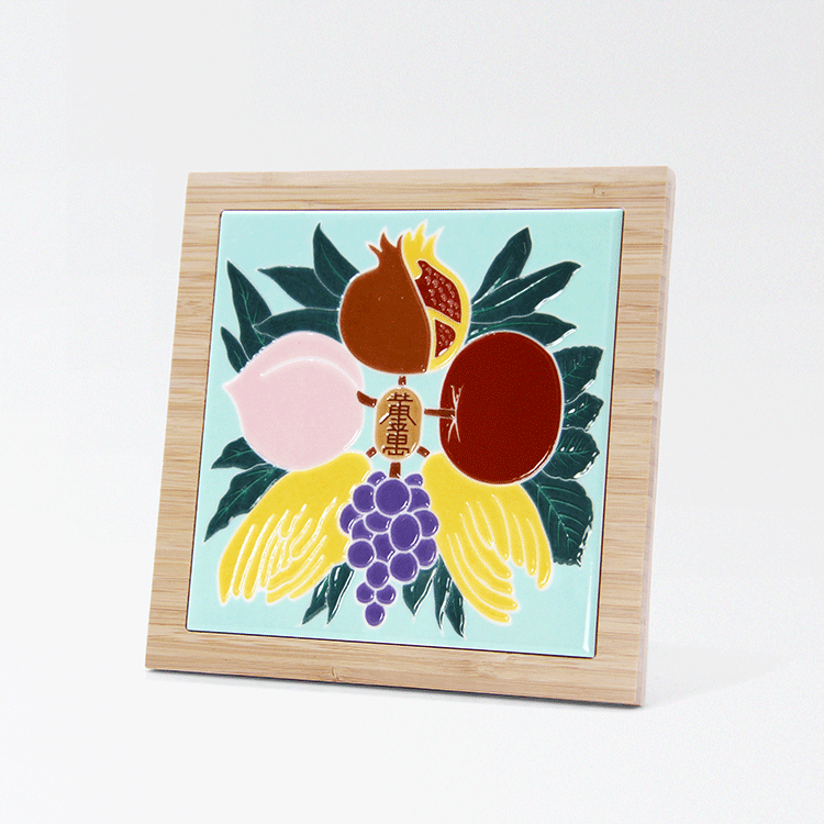 臺灣花磚竹鍋墊｜黃金萬兩花磚