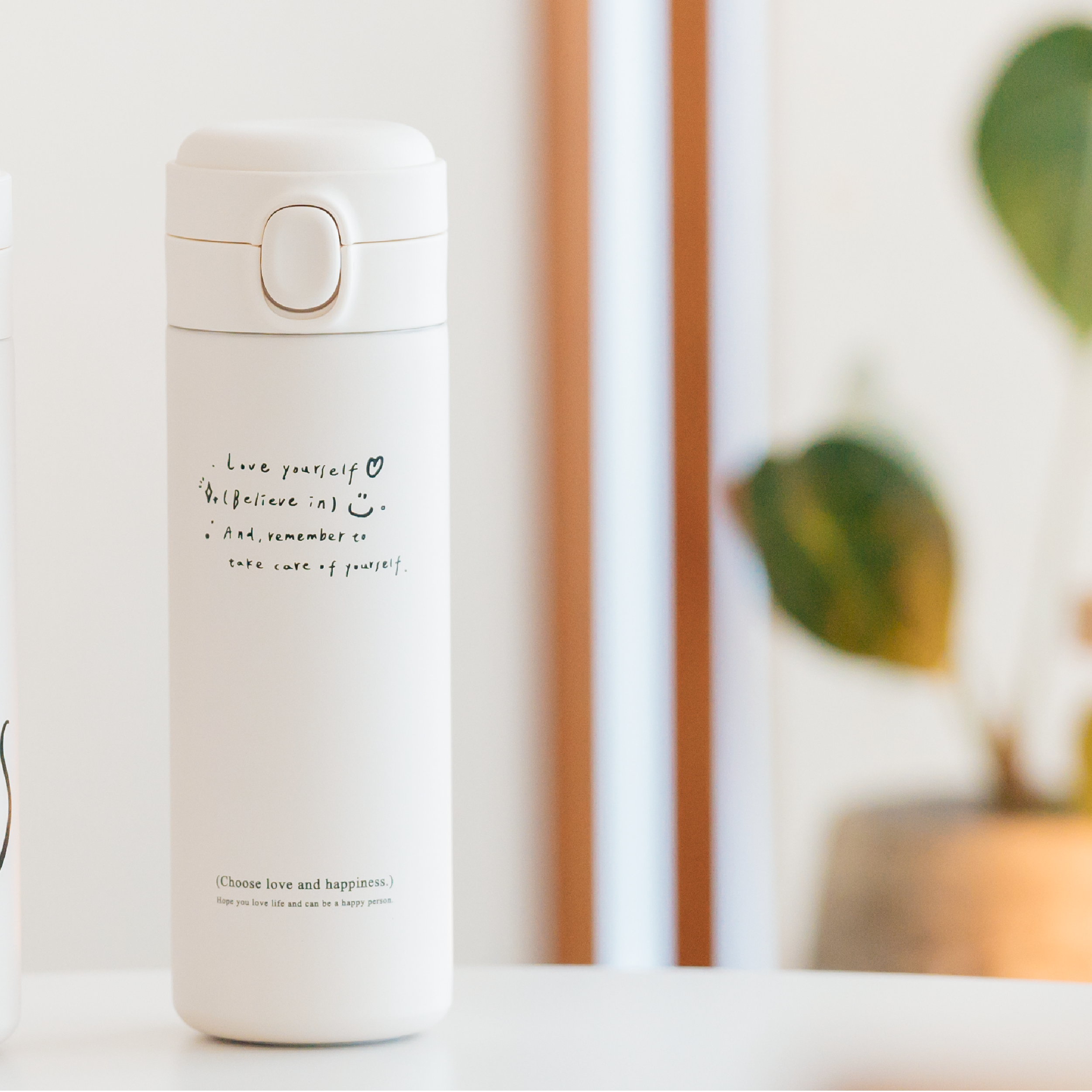 【慢慢挑 x astronaut_travel｜好好開始2024，手寫字給你的祝福】彈蓋可上鎖保溫杯｜A.請善待自己