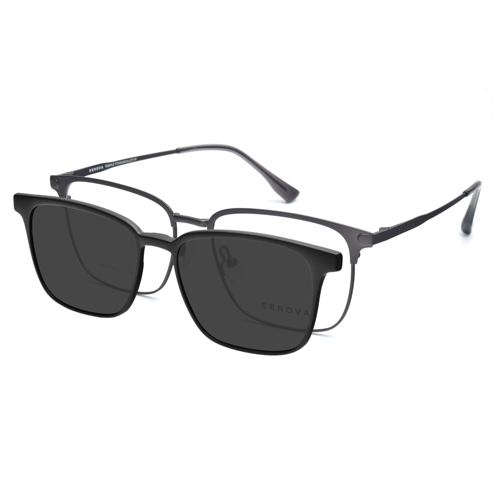 【SEROVA】SX010 金屬眉框光學眼鏡(三色) 附磁吸式偏光前掛片
