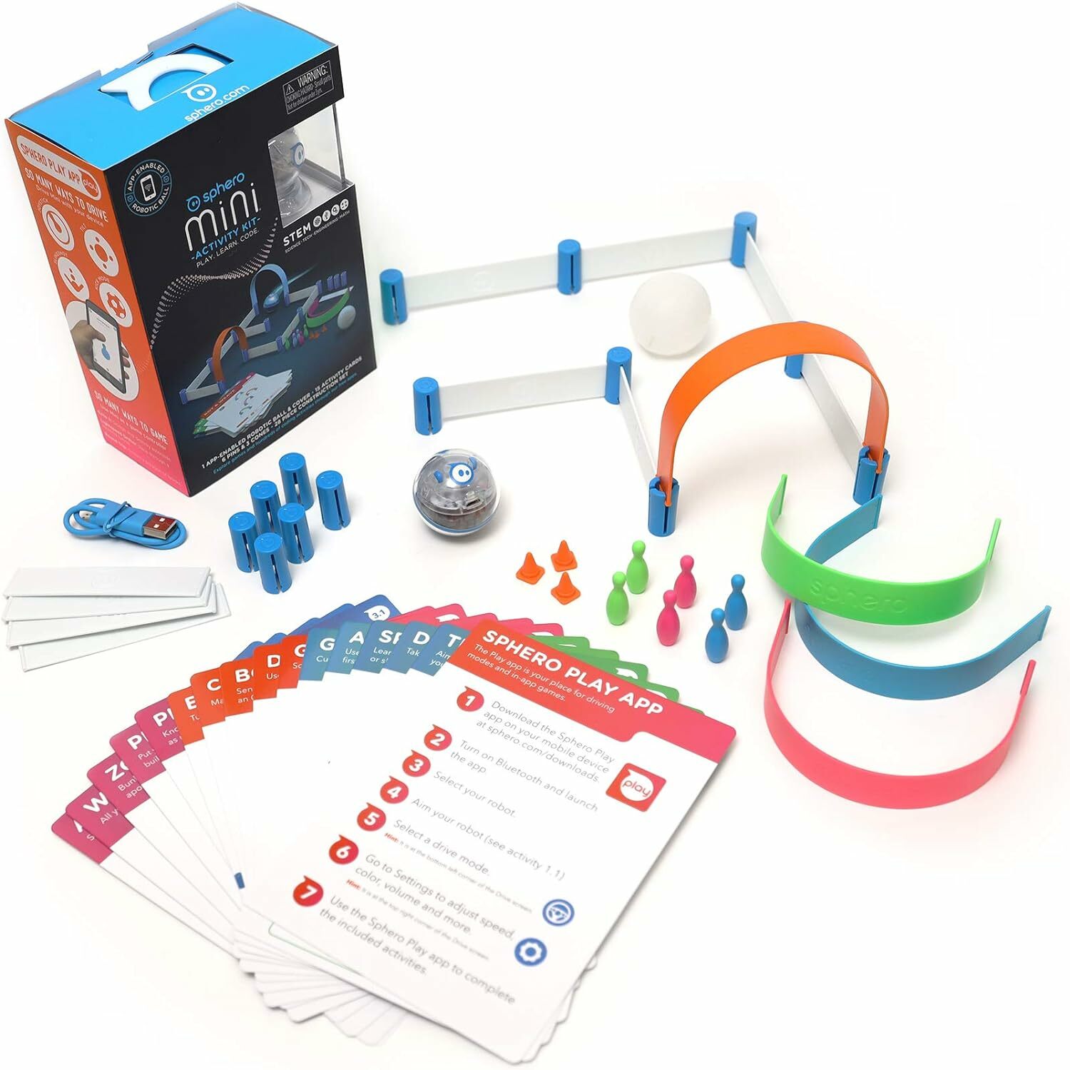 Sphero 迷你活動套件:應用程式啟用可程式化機器人球,含 55 件結構組