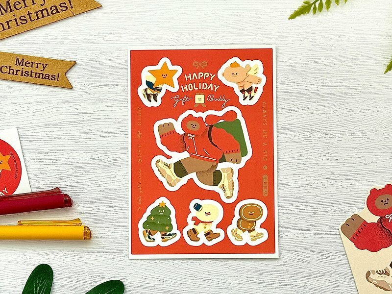 小黃間｜絕版｜防水圖鑑貼紙｜耶誕夥伴