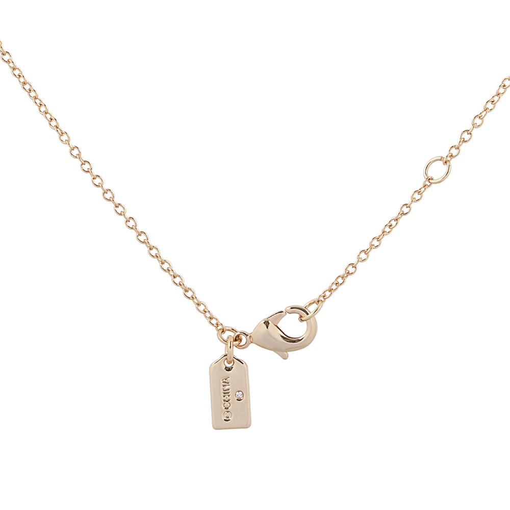 【COACH】水鑽及玻璃珍珠連扣圓圈項鍊(金色) CO233 VP4