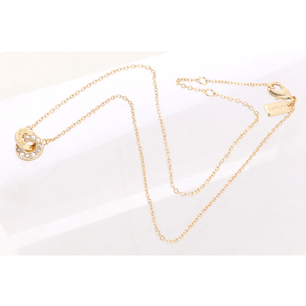 【COACH】水鑽及玻璃珍珠連扣圓圈項鍊(金色) CO233 VP4