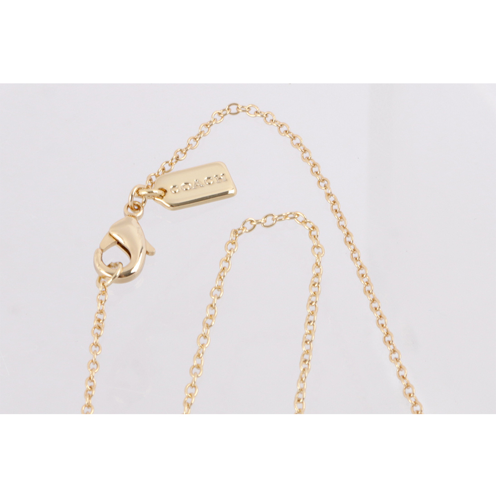 【COACH】水鑽及玻璃珍珠連扣圓圈項鍊(金色) CO233 VP4