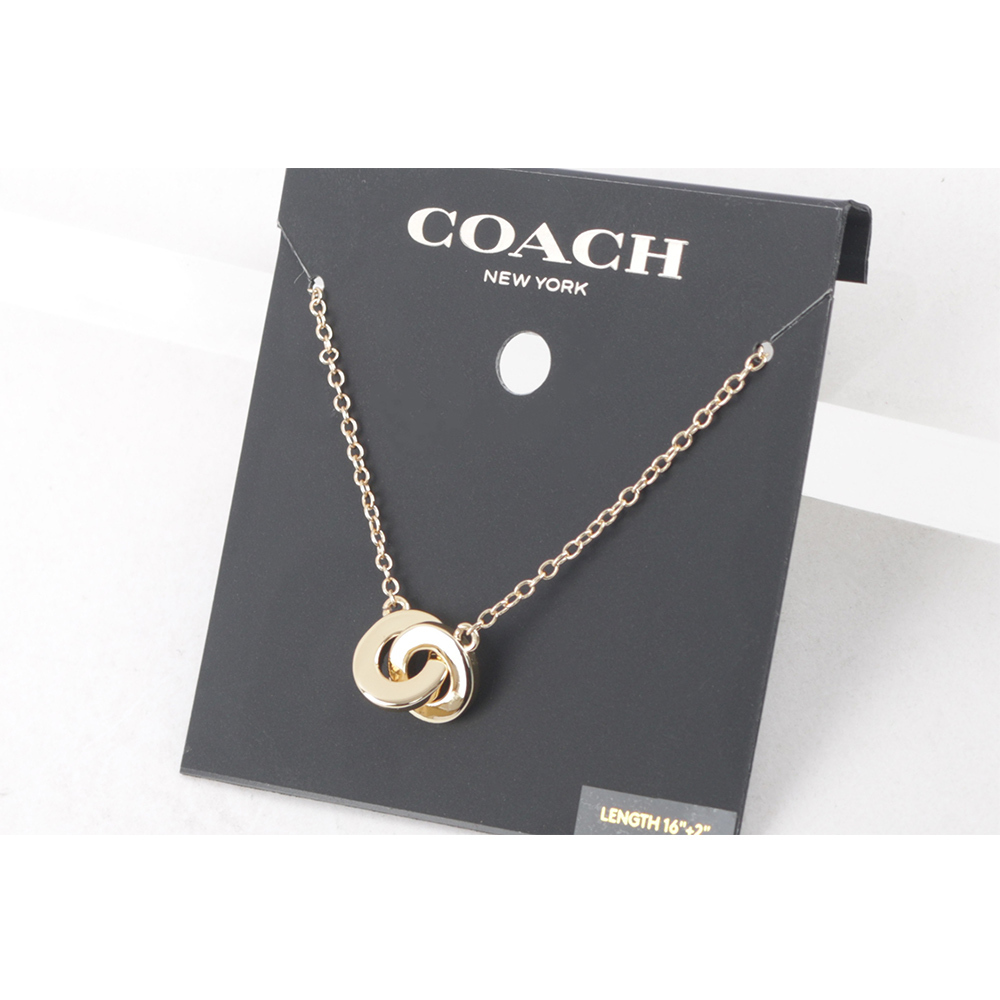 【COACH】水鑽及玻璃珍珠連扣圓圈項鍊(金色) CO233 VP4