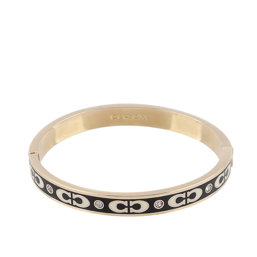 【COACH】CC Logo 琺瑯及玻璃水鑽不可調手環