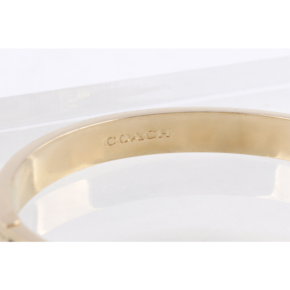 【COACH】CC Logo 琺瑯及玻璃水鑽不可調手環(金色/黑色) CI904 GDBK