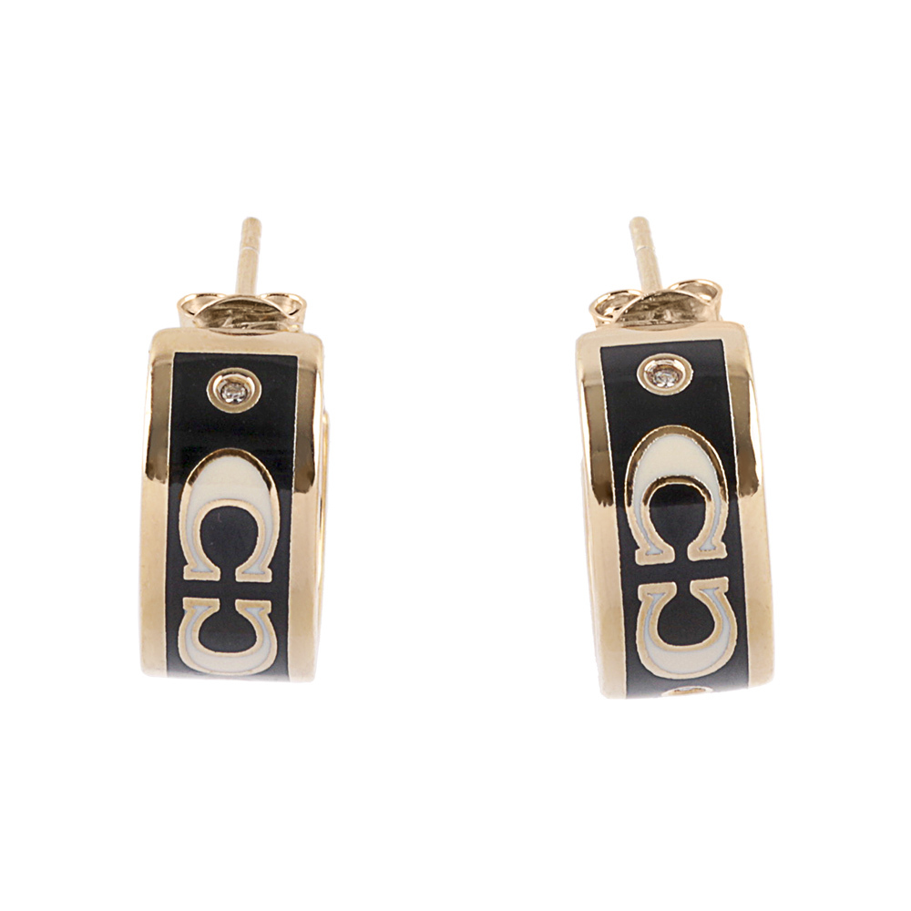 【COACH】CC Logo 琺瑯及玻璃水鑽環狀耳環