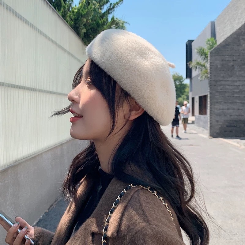 韓版軟毛畫家帽/四色