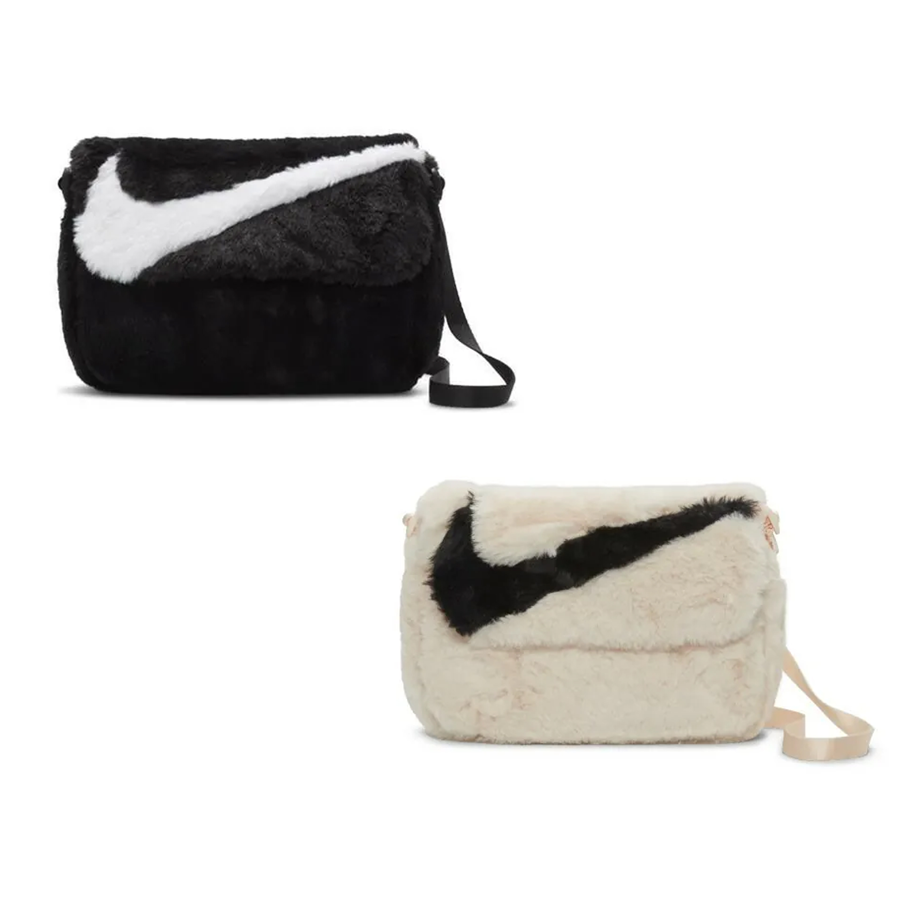 -(E2b03)-NIKE SPORTSWEAR FUTURA 365  1L 大勾毛毛包 人工皮草 絨毛斜背包 側背包 小包 -FB3048  黑010 /粉 838