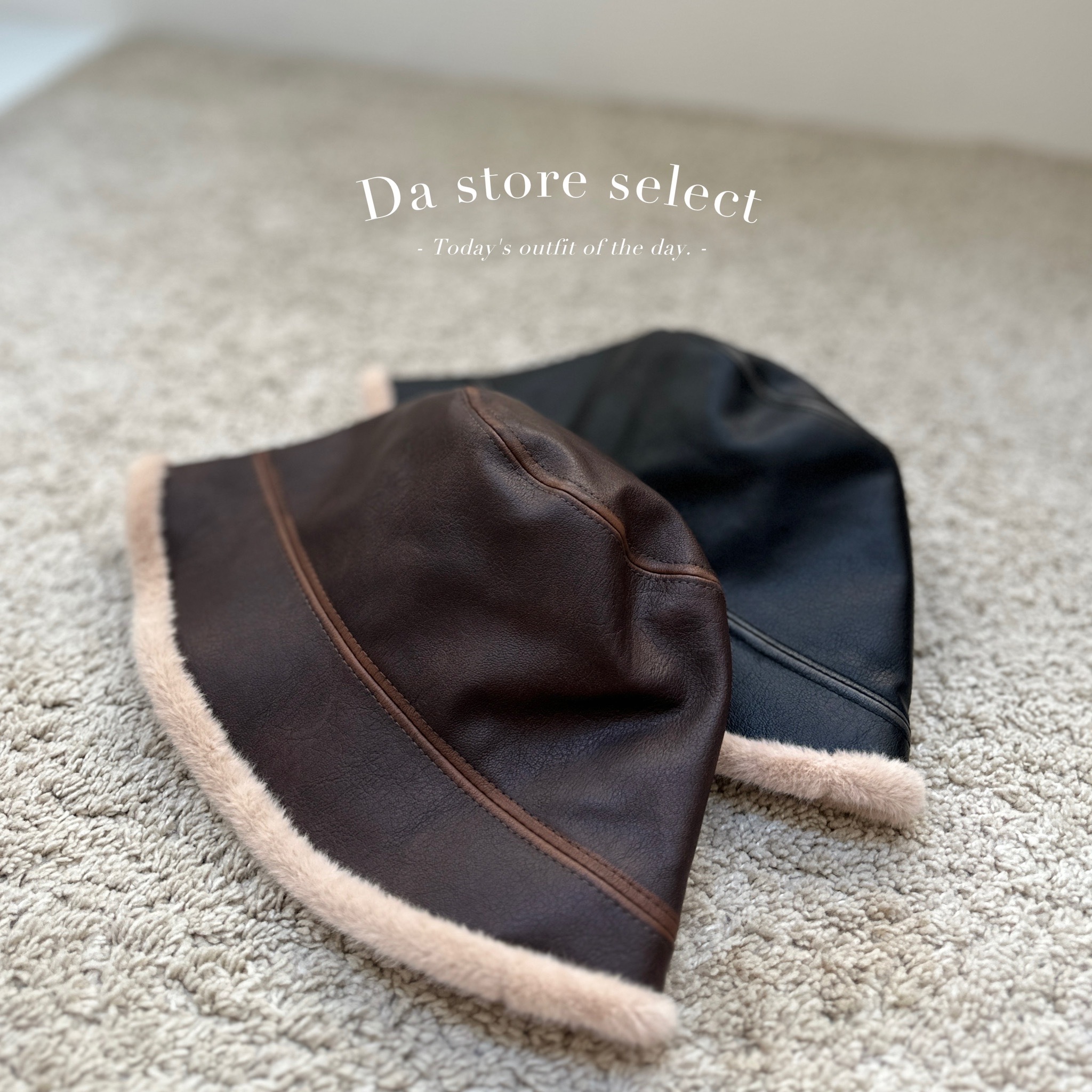 復古皮格羊羔毛漁夫帽/兩色/保暖