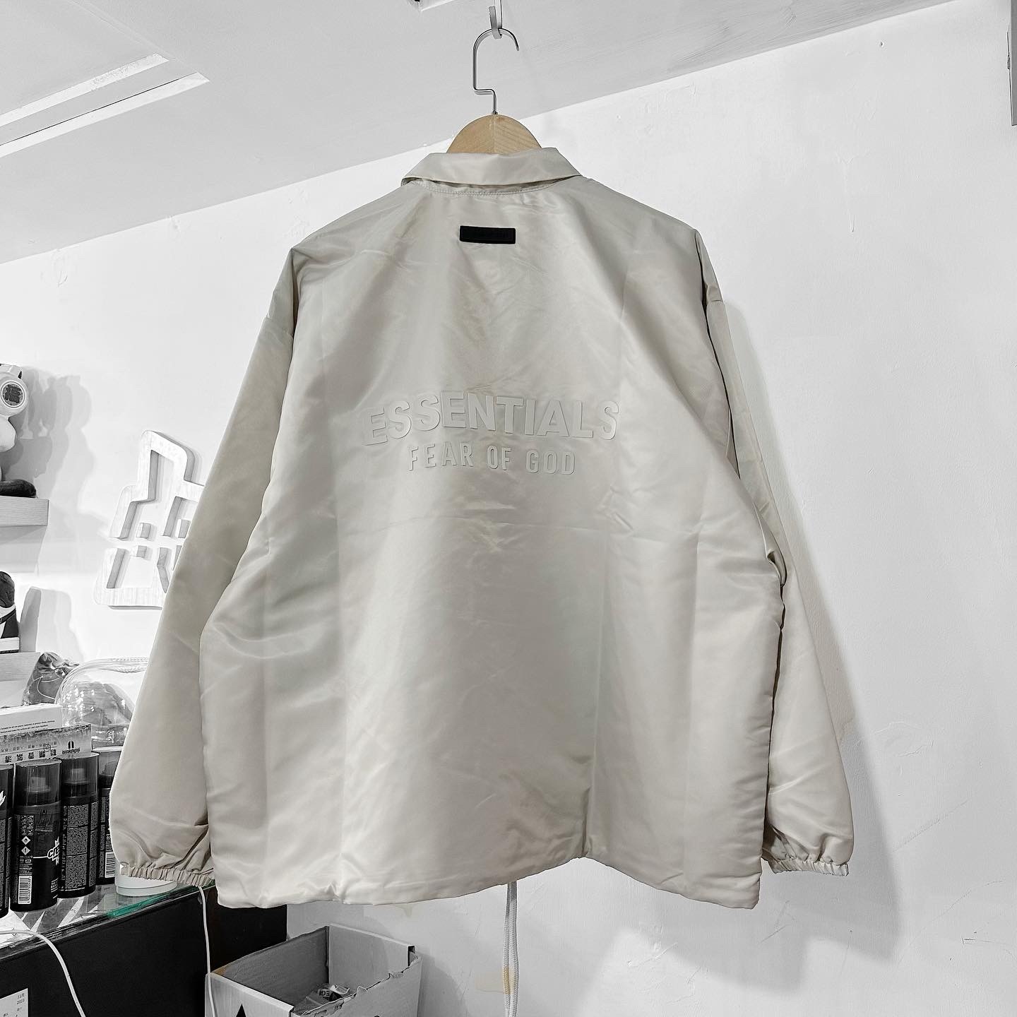 Fear Of God Essentials FW23 Coach Jacket Silver Cloud