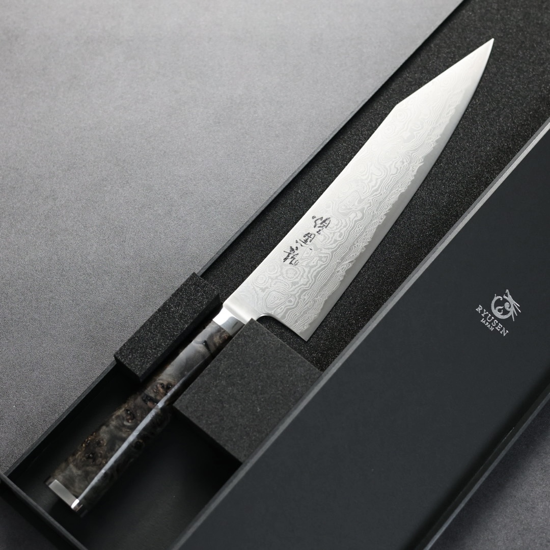 龍泉刃物 煌黑龍 牛刀 210mm SG2 99層鎳染大馬士革